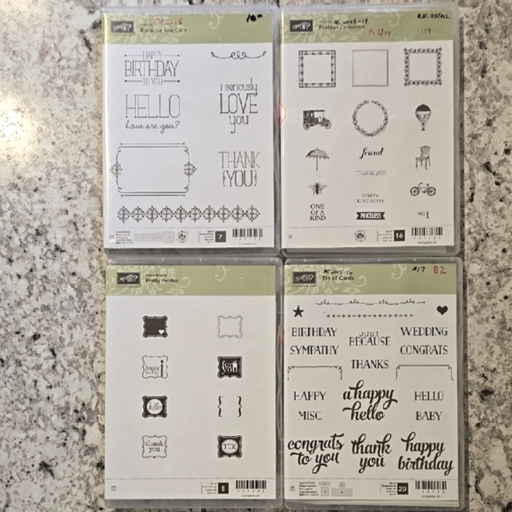 Stampin' Up! Sentiment and Frame Stamp Set Bundle of Four